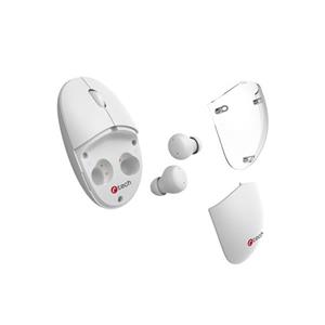 C-TECH Myš s TWS sluchátky WLM-21 Dual mode, bezdrátová, BT5.0 + 2,4GHz, 1600DPI, 3 tlačítka, USB nano receiver, bílá