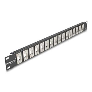 Delock 19” Keystone Patch Panel, 16 portů, 1U, černé