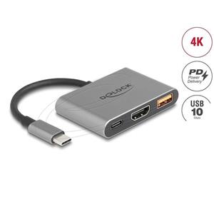 Delock Adaptér USB Type-C na HDMI 4K 30 Hz s USB Type-A a USB Type-C PD 2.0 90 W