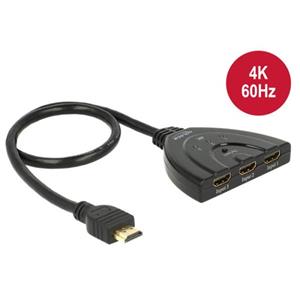 Delock Delock HDMI UHD Switch 3 x HDMI in > 1 x HDMI out 4K s integrovaným kabelem 50 cm