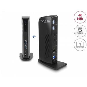 Delock Dokovací stanice USB, duální DisplayPort, 4K / USB 3.2 / LAN / Audio (Displaylink)
