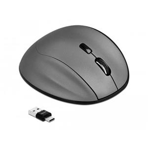 Delock Ergonomická optická pětitlačítková myš 3 v 1, USB Typu-A / Type-C™ 2,4 GHz a Bluetooth