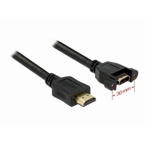 Delock kabel HDMI A samec > HDMI A samice přišroubovatelná 1 m