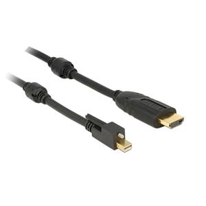 Delock Kabel mini Displayport 1.2 samec se šroubky > HDMI samec 4K aktivní černý 2 m
