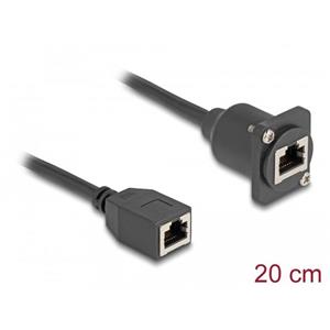 Delock Kabel RJ45 typu-D, ze zásuvky na zásuvku, Cat.5e, černý, 20 cm