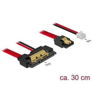 Delock Kabel SATA 6 Gb/s 7 pin samice + 2 pin napájecí samice > SATA 22 pin samice přímý (5 V) kovový 30 cm