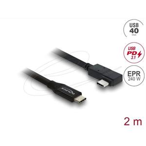 Delock Koaxiální kabel USB 40 Gbps pravoúhlý levý / pravý USB PD 3.1 240 W 2 m