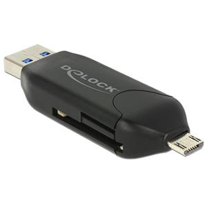 Delock Micro USB OTG čtečka karet + USB 3.0 A male