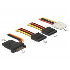 Delock Napájecí kabel SATA 15 pin samec > 3 x SATA samice + 1 x Molex 4 pin samice 20 cm (PCB)