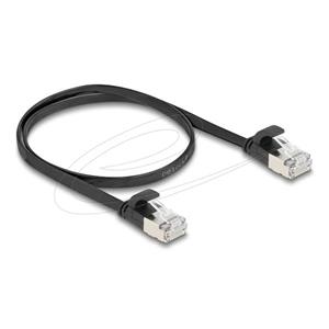 Delock Plochý patch kabel RJ45 zástrčka na zástrčku Cat.6A U/FTP 0,5 m, černý