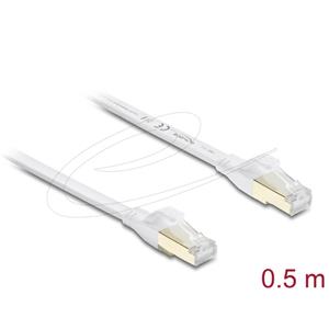 Delock Plochý spojovací kabel RJ45 Cat.8.1 U/FTP, až 40 Gbps, 0,5 m, bílý