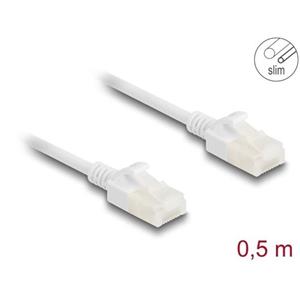 Delock Síťový kabel RJ45 Cat.6A, ze zástrčky na zástrčku, s robustní západkou, pro průmyslové použití, U/UTP Slim, 0,5 m