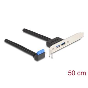 Delock Záslepka slotu z 1 x pinového zásuvkového konektoru rozhraní USB 5 Gbps, 90°, pravoúhlý, na 2 x zásuvky USB 5 Gbps Typ-A