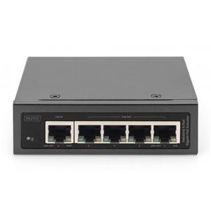 DIGITUS Industrial 5-Port Gigabit PoE Extender 1-Port 802.3bt PoE to 4-port 802.3af/at