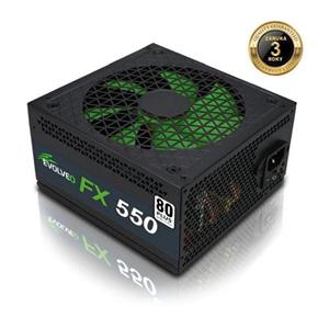 EVOLVEO FX 550, zdroj 550W, 80+ White, ATX 2.2, 1× PCIe, aPFC, tichý 140mm ventilátor, 4x SATA, bulk, záruka 3 roky, černý