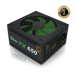 EVOLVEO FX 650, zdroj 650W, 80+ Bronze, ATX 2.2, 2× PCIe, aPFC, tichý 140mm ventilátor, 6x SATA, bulk, záruka 3 roky, černý