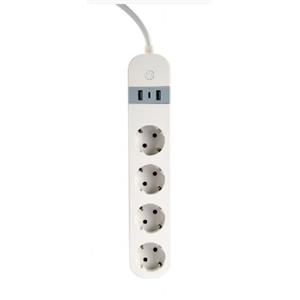 GEMBIRD chytrá prodlužovačka s USB nabíječkou, 4 zásuvky, bílá