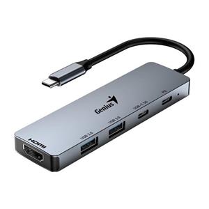 Genius UH-500 Dokovací stanice, USB-C, 1× HDMI, 2× USB 3.0, 2× USB-C, Power Delivery 100W, 15cm, šedá
