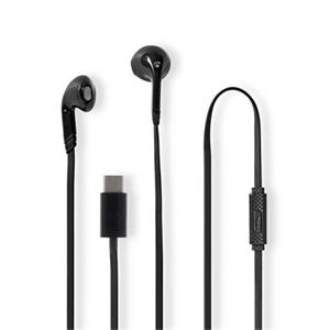 Nedis HPWD4024BK - Kabelová Sluchátka | Do uší | USB-C | Délka kabelu: 1.2 m | mikrofon | Ovládání Hlasitosti | Černá