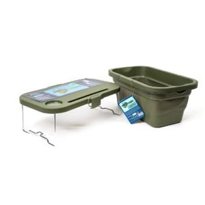 PLATINET KEMPINGOVÝ PIKNIKOVÝ KOŠÍK 47X29X23,5 CM, 16L, SKLÁDACÍ, S VÍKEM 2V 1 / STŮL ZELENÝ