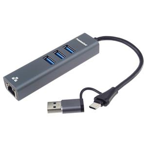 PremiumCord Adapter USB-C a USB-A na Gigabit 10/100/1000Mbps + 3x USB3.2 konektor
