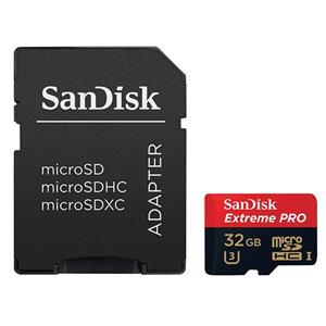 SanDisk microSDHC 32 GB Extreme PRO, 95MB/s, UHS-I, class 10/U3 + adaptér